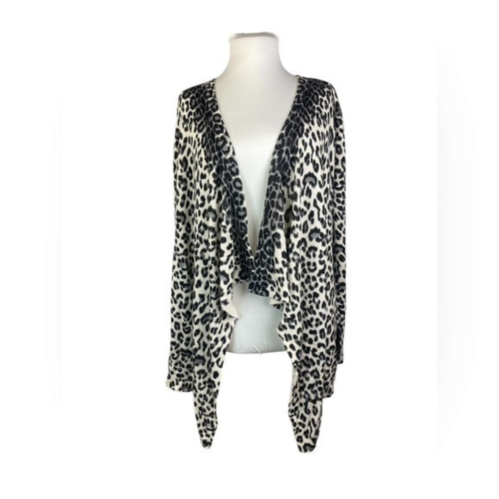 Chicos Black White Cheetah Print Open Front Cardigan 1 Small NWOT ⭐️